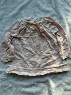 Angel Dear Light Pink Long Sleeve Knit Top with Lace Details